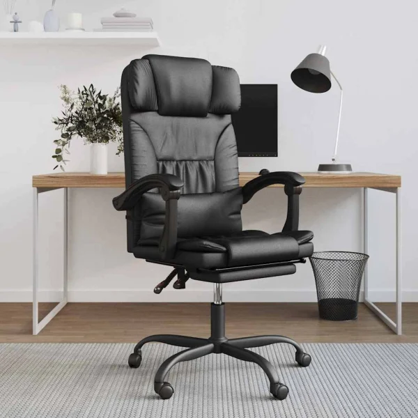 Fauteuil inclinable de bureau 63 x 56 x 122 cm noir similicuir – modèle 5 – vue d’ensemble