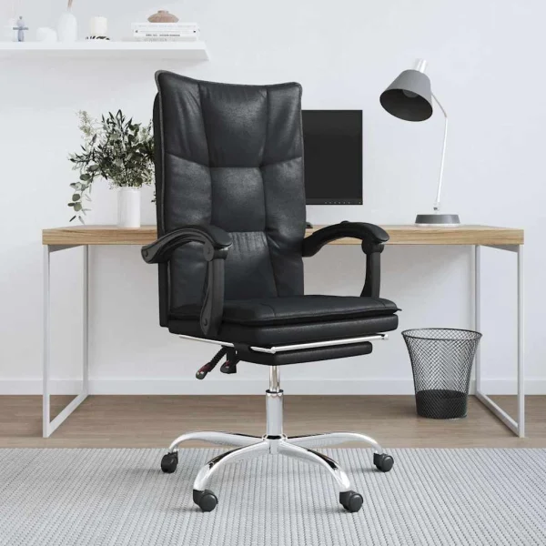 Fauteuil inclinable de bureau 63 x 56 x 122 cm noir similicuir – modèle 6 – vue d’ensemble