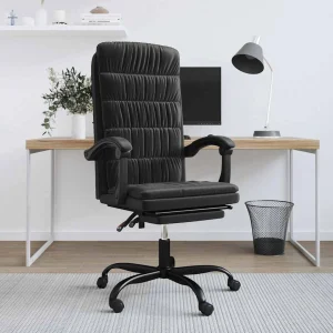 Fauteuil inclinable de bureau 63 x 56 x 122 cm noir velours – vue d’ensemble