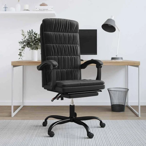 Fauteuil inclinable de bureau 63 x 56 x 122 cm noir velours – vue d’ensemble