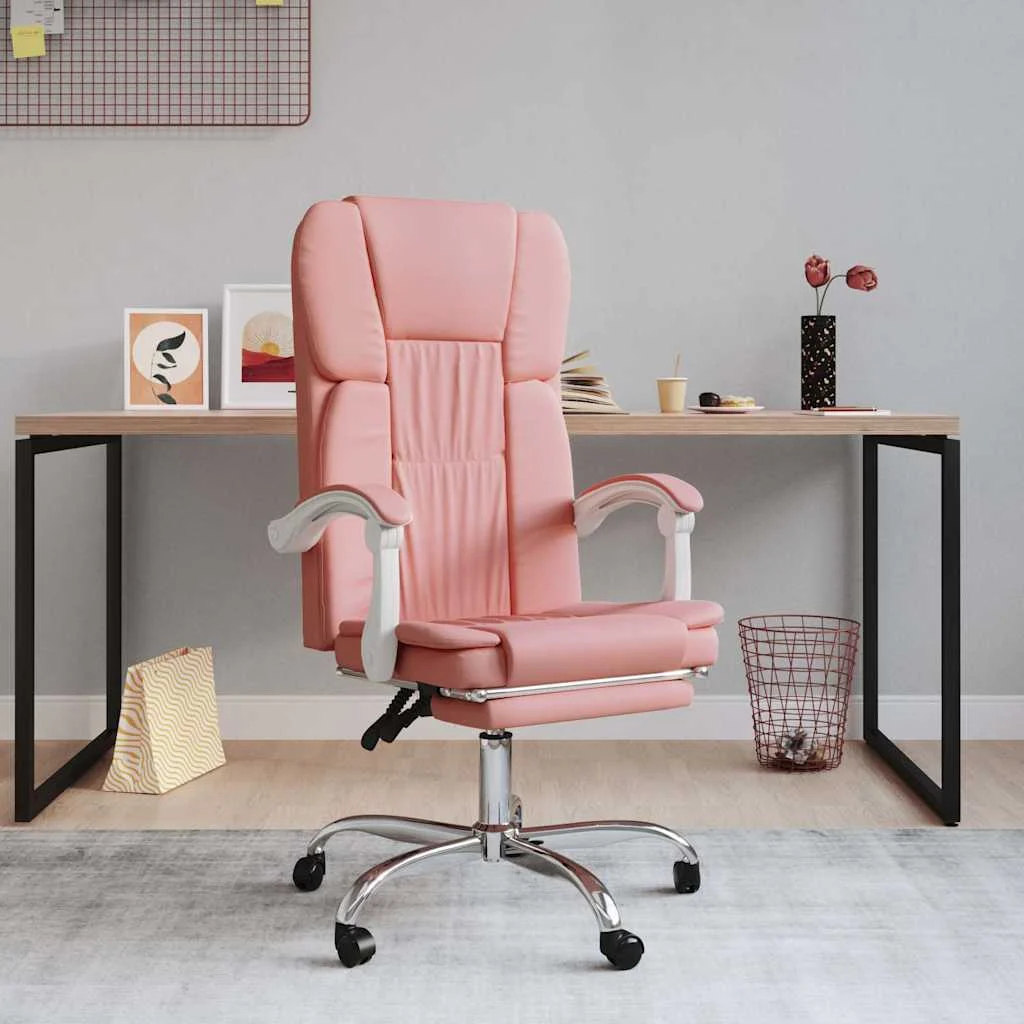 Fauteuil inclinable de bureau 63 x 56 x 122 cm rose similicuir – vue d’ensemble