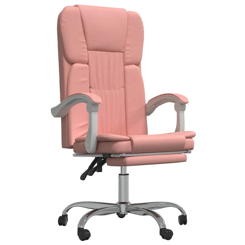 Fauteuil inclinable de bureau 63 x 56 x 122 cm rose similicuir – vue de face