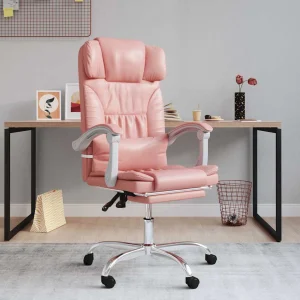 Fauteuil inclinable de bureau 63 x 56 x 122 cm rose similicuir – modèle 4 – vue d’ensemble
