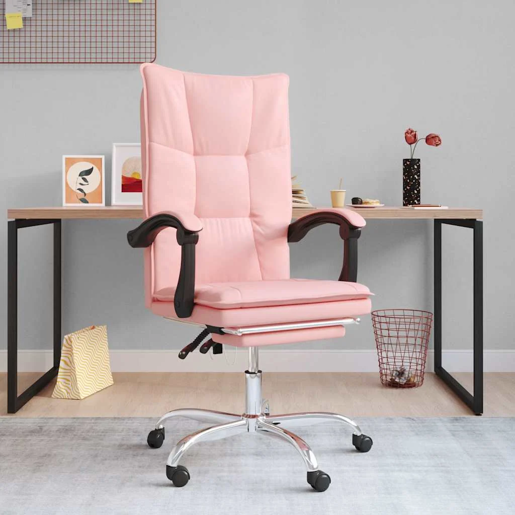 Fauteuil inclinable de bureau 63 x 56 x 122 cm rose similicuir – modèle 5 – vue d’ensemble
