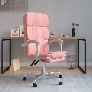 Fauteuil inclinable de bureau 63 x 56 x 122 cm rose similicuir – modèle 2 – vue d’ensemble