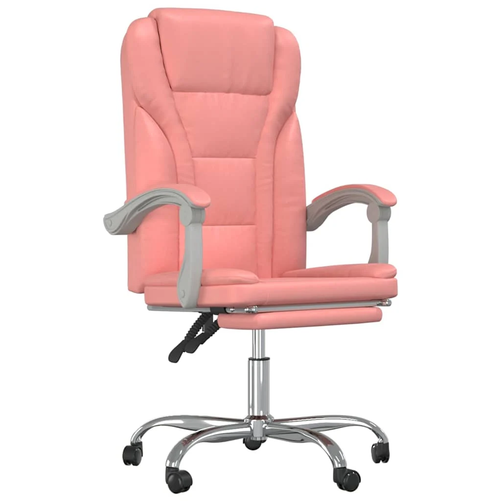 Fauteuil inclinable de bureau 63 x 56 x 122 cm rose similicuir – modèle 3 – vue de face