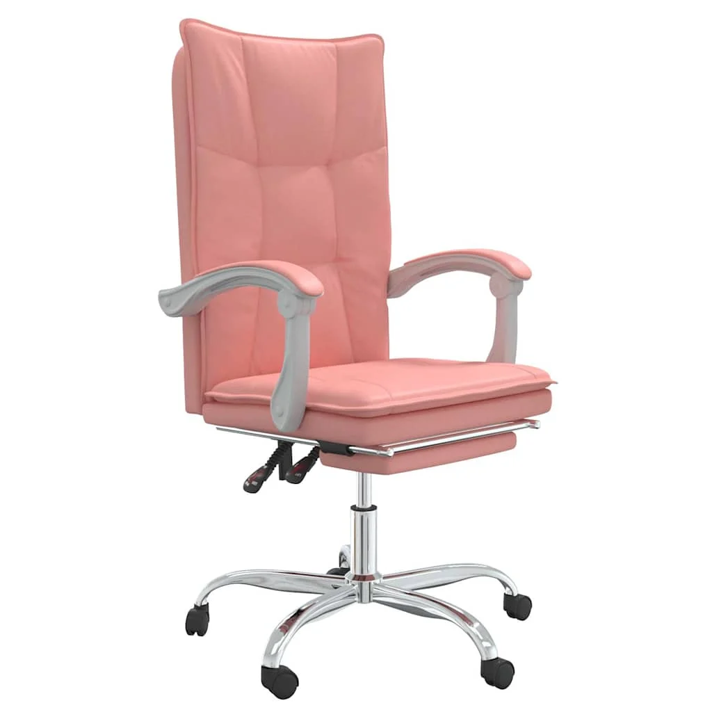 Fauteuil inclinable de bureau 63 x 56 x 122 cm rose similicuir – modèle 5 – vue de face