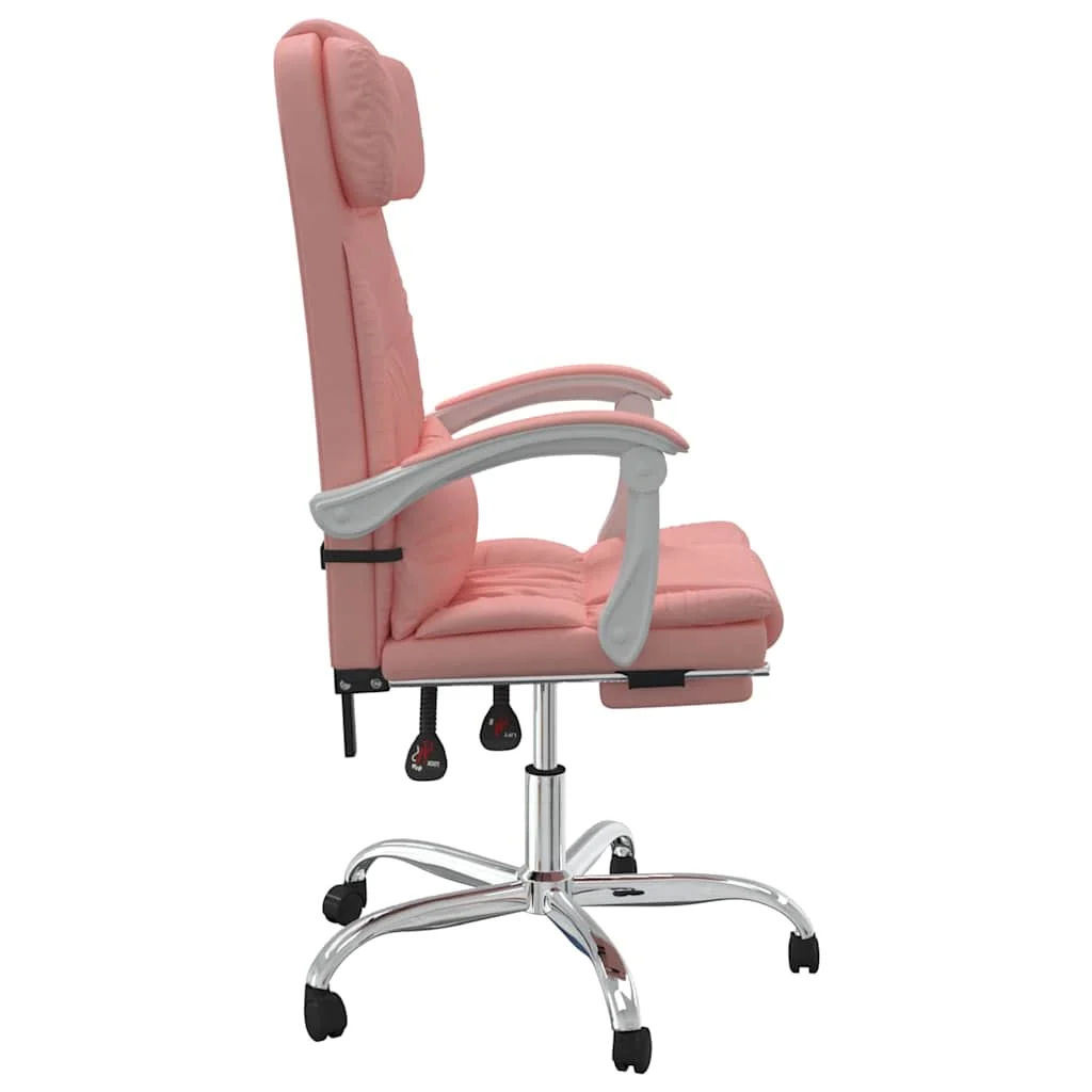 Fauteuil inclinable de bureau 63 x 56 x 122 cm rose similicuir – modèle 4 – vue de détail