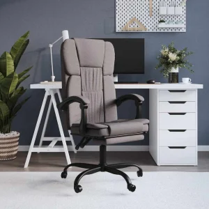 Fauteuil inclinable de bureau 63 x 56 x 122 cm taupe tissu – vue d’ensemble