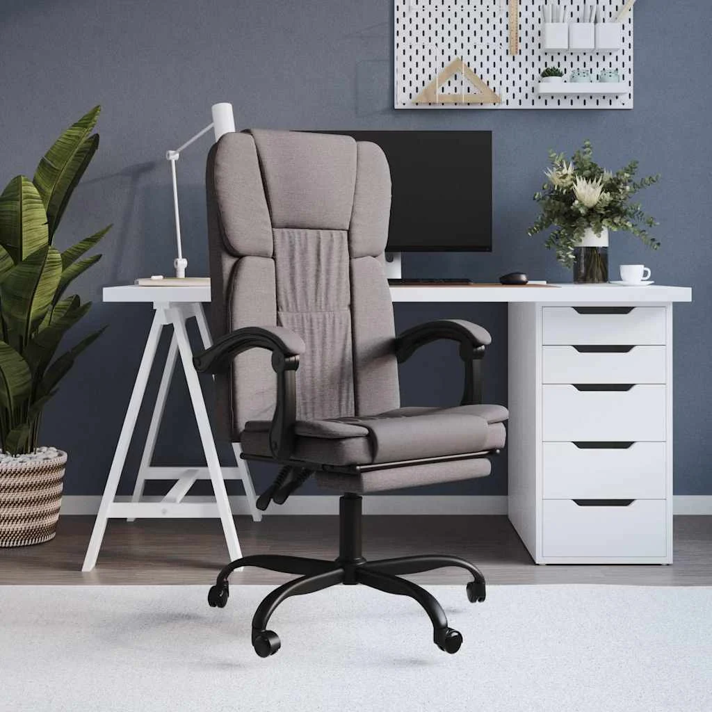 Fauteuil inclinable de bureau 63 x 56 x 122 cm taupe tissu – vue d’ensemble