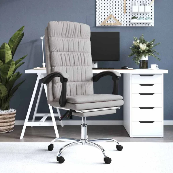 Fauteuil inclinable de bureau 63 x 56 x 122 cm taupe tissu – modèle 3 – vue d’ensemble
