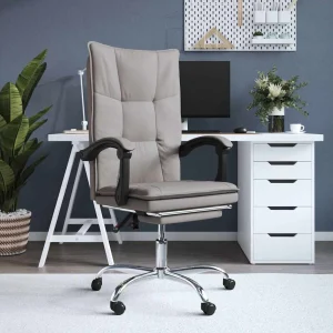 Fauteuil inclinable de bureau 63 x 56 x 122 cm taupe tissu – modèle 5 – vue d’ensemble