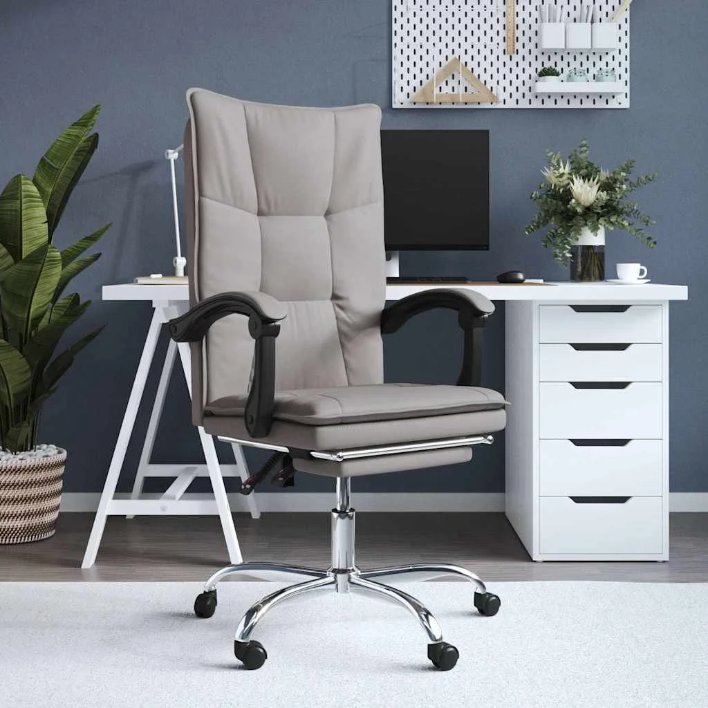 Fauteuil inclinable de bureau 63 x 56 x 122 cm taupe tissu – modèle 5 – vue d’ensemble