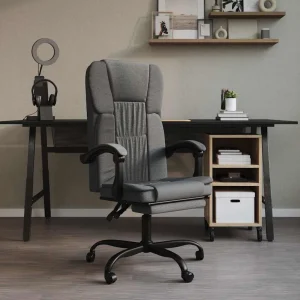 Fauteuil inclinable de bureau 63 x 56,5 x 122 cm gris foncé tissu – vue d’ensemble