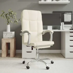 Fauteuil inclinable de bureau 63 x 59 x 124 cm crème similicuir – vue d’ensemble