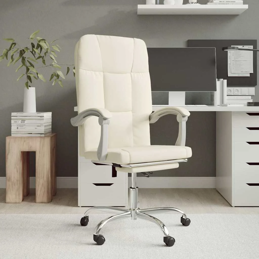 Fauteuil inclinable de bureau 63 x 59 x 124 cm crème similicuir – vue d’ensemble