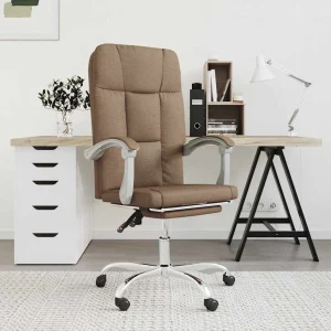 Fauteuil inclinable de bureau 63 x 59 x 124 cm marron tissu – vue d’ensemble
