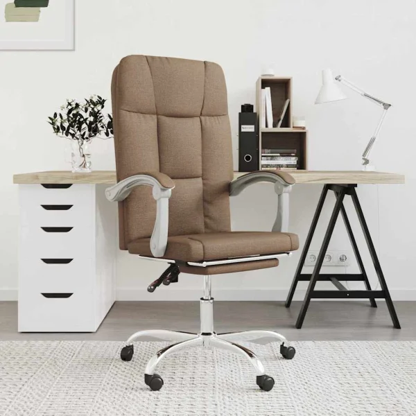 Fauteuil inclinable de bureau 63 x 59 x 124 cm marron tissu – vue d’ensemble
