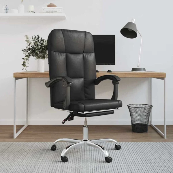 Fauteuil inclinable de bureau 63 x 59 x 124 cm noir similicuir – vue d’ensemble