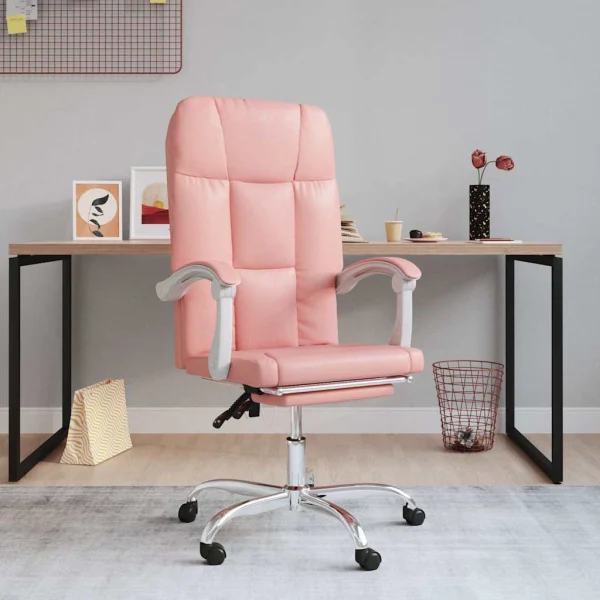 Fauteuil inclinable de bureau 63 x 59 x 124 cm rose similicuir – vue d’ensemble