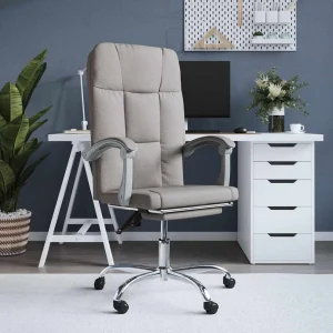 Fauteuil inclinable de bureau 63 x 59 x 124 cm taupe tissu – vue d’ensemble