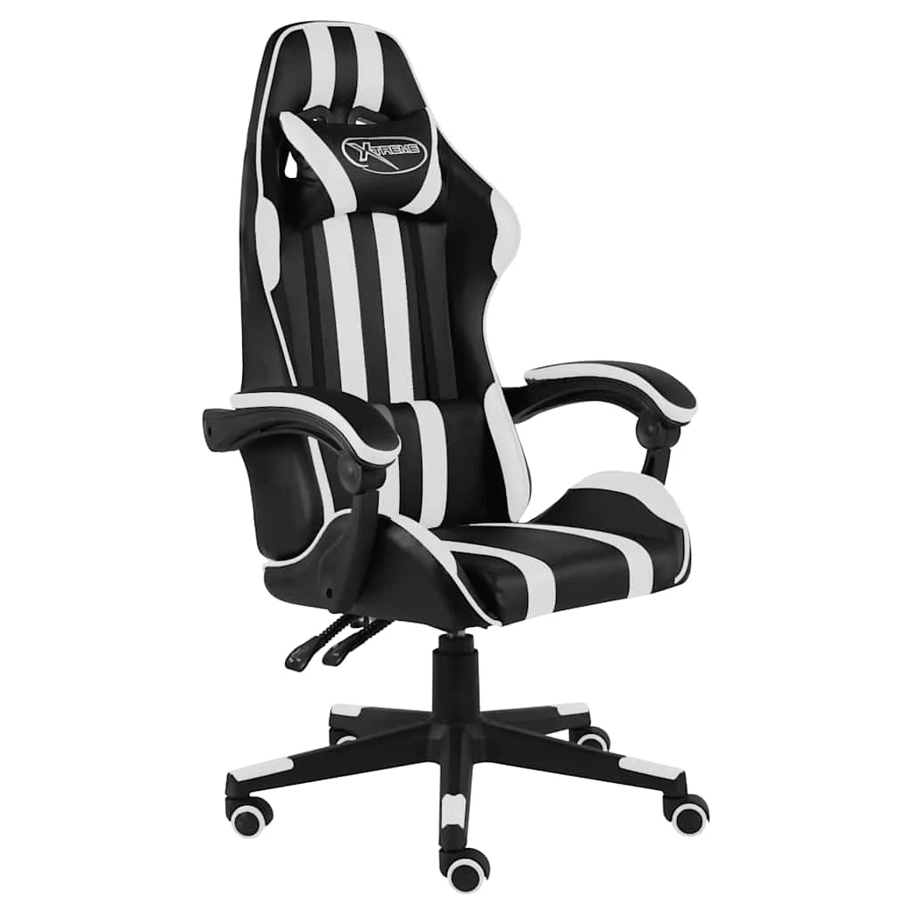 Fauteuil de jeux vidéo 62 x 69 x 130 cm blanc similicuir – vue d’ensemble