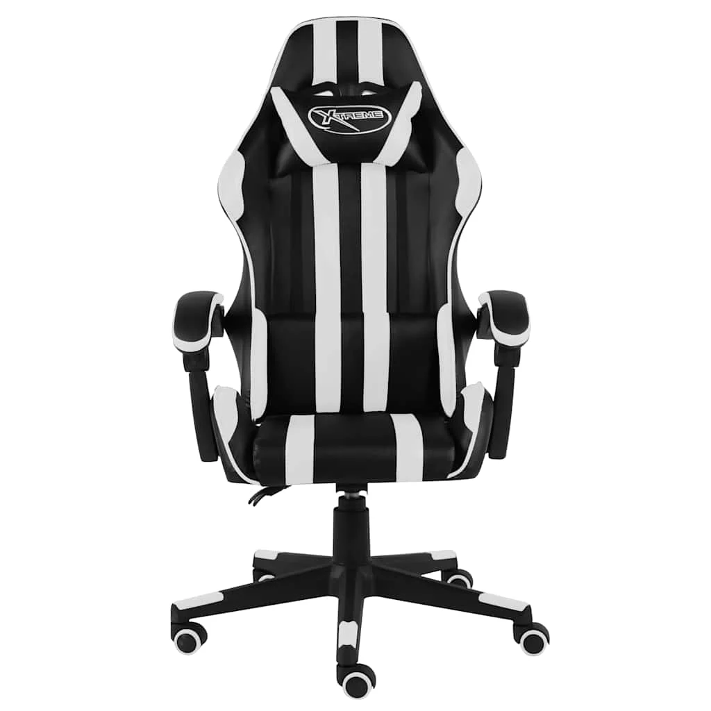 Fauteuil de jeux vidéo 62 x 69 x 130 cm blanc similicuir – vue de face