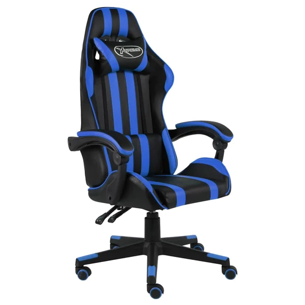 Fauteuil de jeux vidéo 62 x 69 x 130 cm bleu similicuir – vue d’ensemble