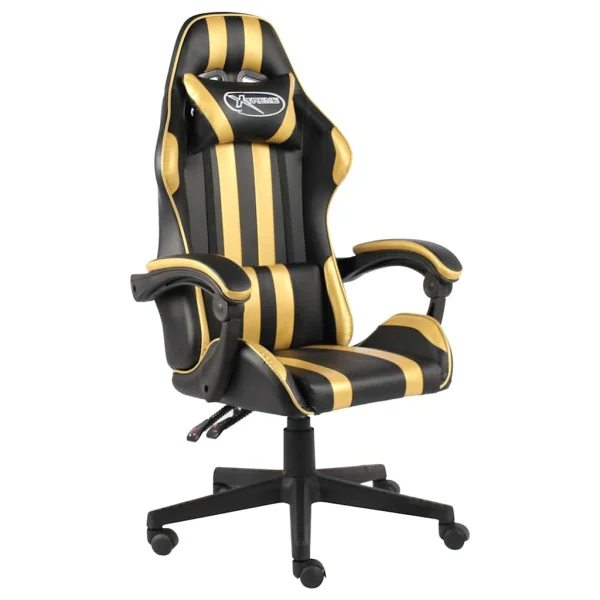 Fauteuil de jeux vidéo 62 x 69 x 130 cm doré similicuir – vue d’ensemble
