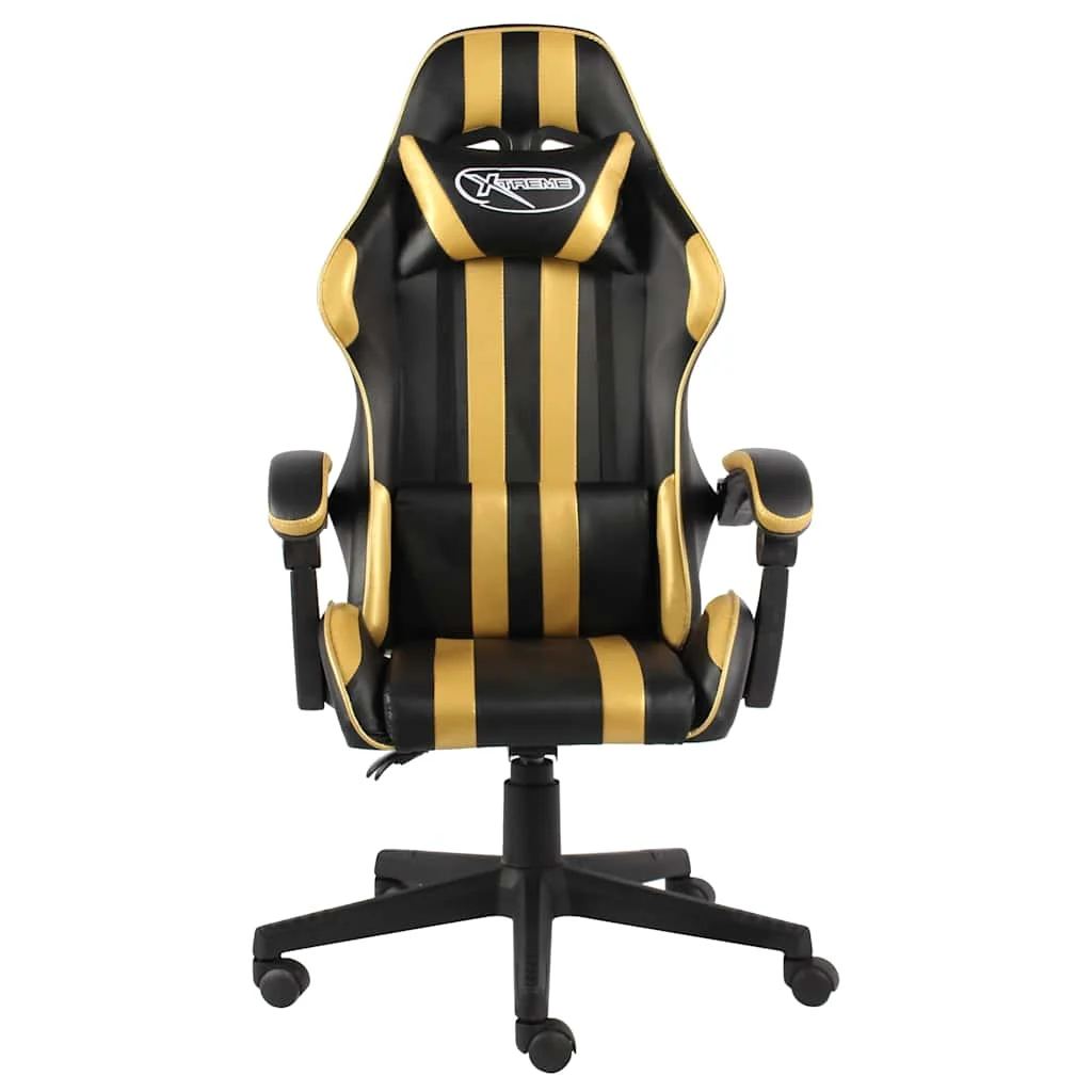 Fauteuil de jeux vidéo 62 x 69 x 130 cm doré similicuir – vue de face