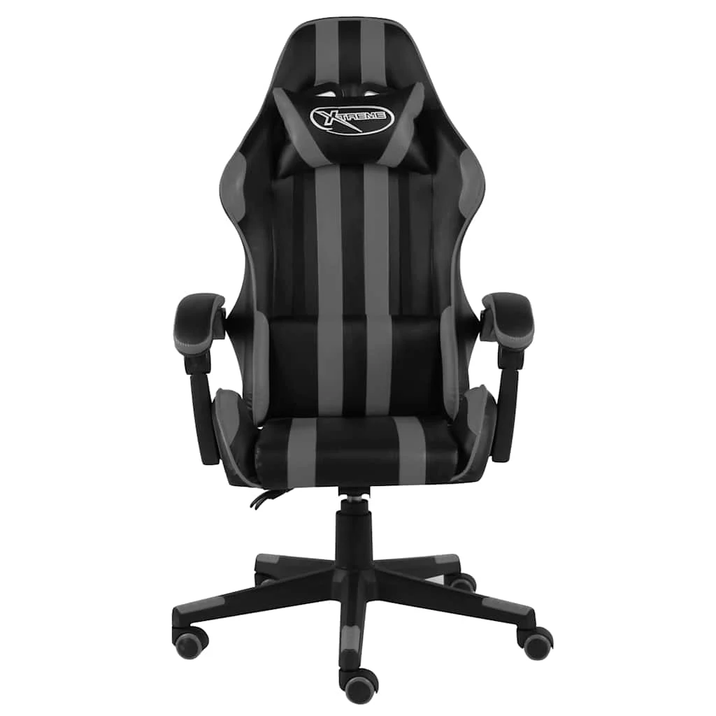 Fauteuil de jeux vidéo 62 x 69 x 130 cm gris similicuir – vue de face