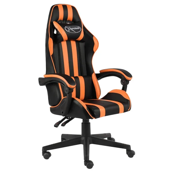 Fauteuil de jeux vidéo 62 x 69 x 130 cm orange similicuir – vue d’ensemble