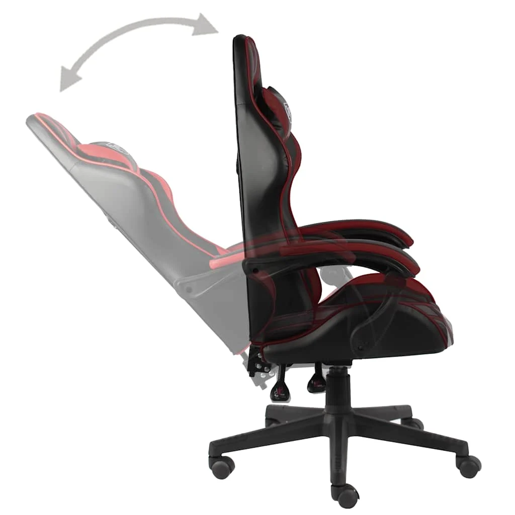 Fauteuil de jeux vidéo 62 x 69 x 130 cm rouge bordeaux similicuir – vue en situation