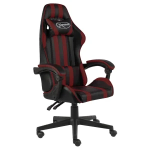 Fauteuil de jeux vidéo 62 x 69 x 130 cm rouge bordeaux similicuir – vue d’ensemble