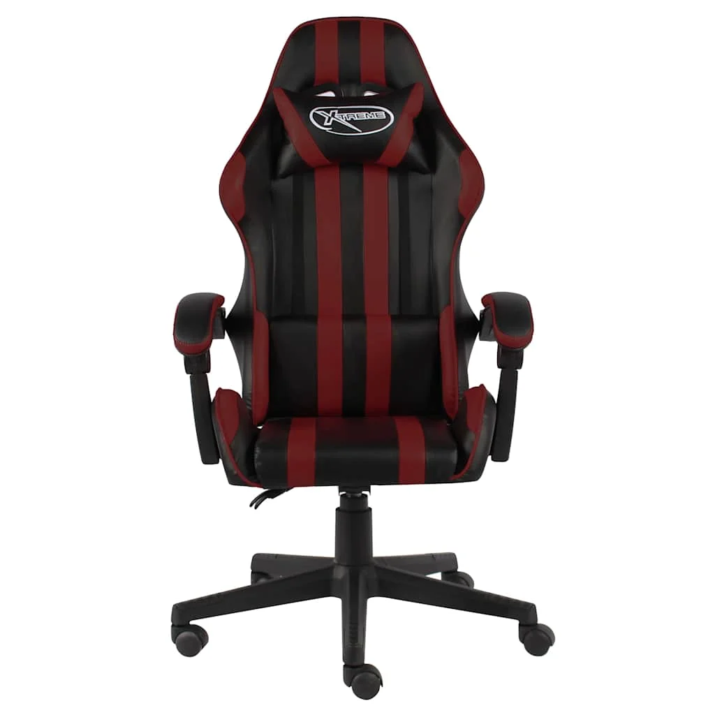 Fauteuil de jeux vidéo 62 x 69 x 130 cm rouge bordeaux similicuir – vue de face