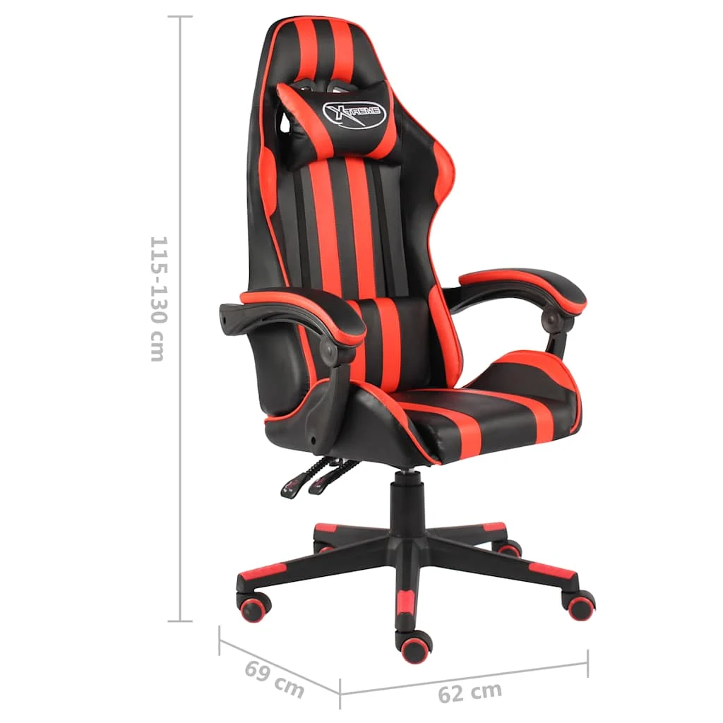 Fauteuil de jeux vidéo 62 x 69 x 130 cm rouge similicuir – vue de dessus