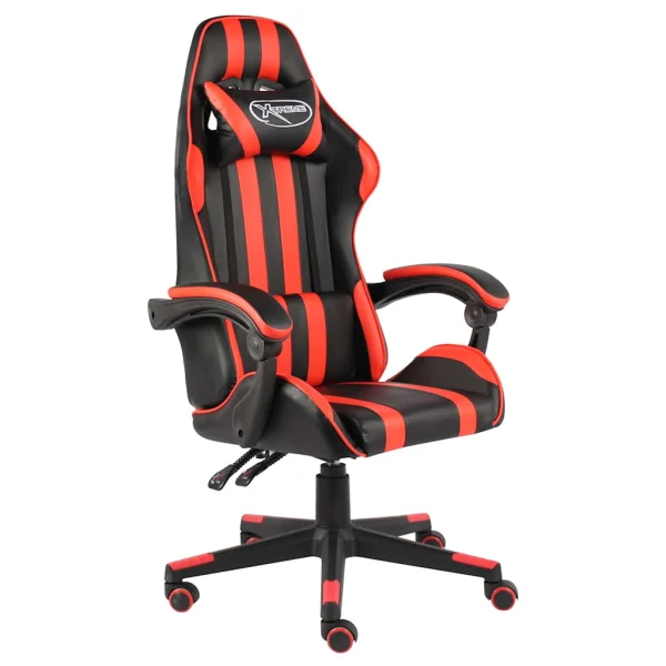 Fauteuil de jeux vidéo 62 x 69 x 130 cm rouge similicuir – vue d’ensemble