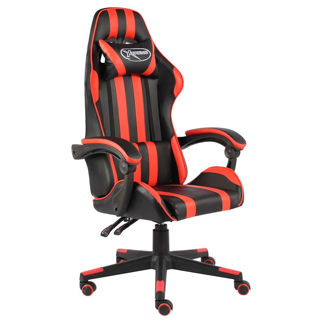 Fauteuil de jeux vidéo 62 x 69 x 130 cm rouge similicuir – vue d’ensemble