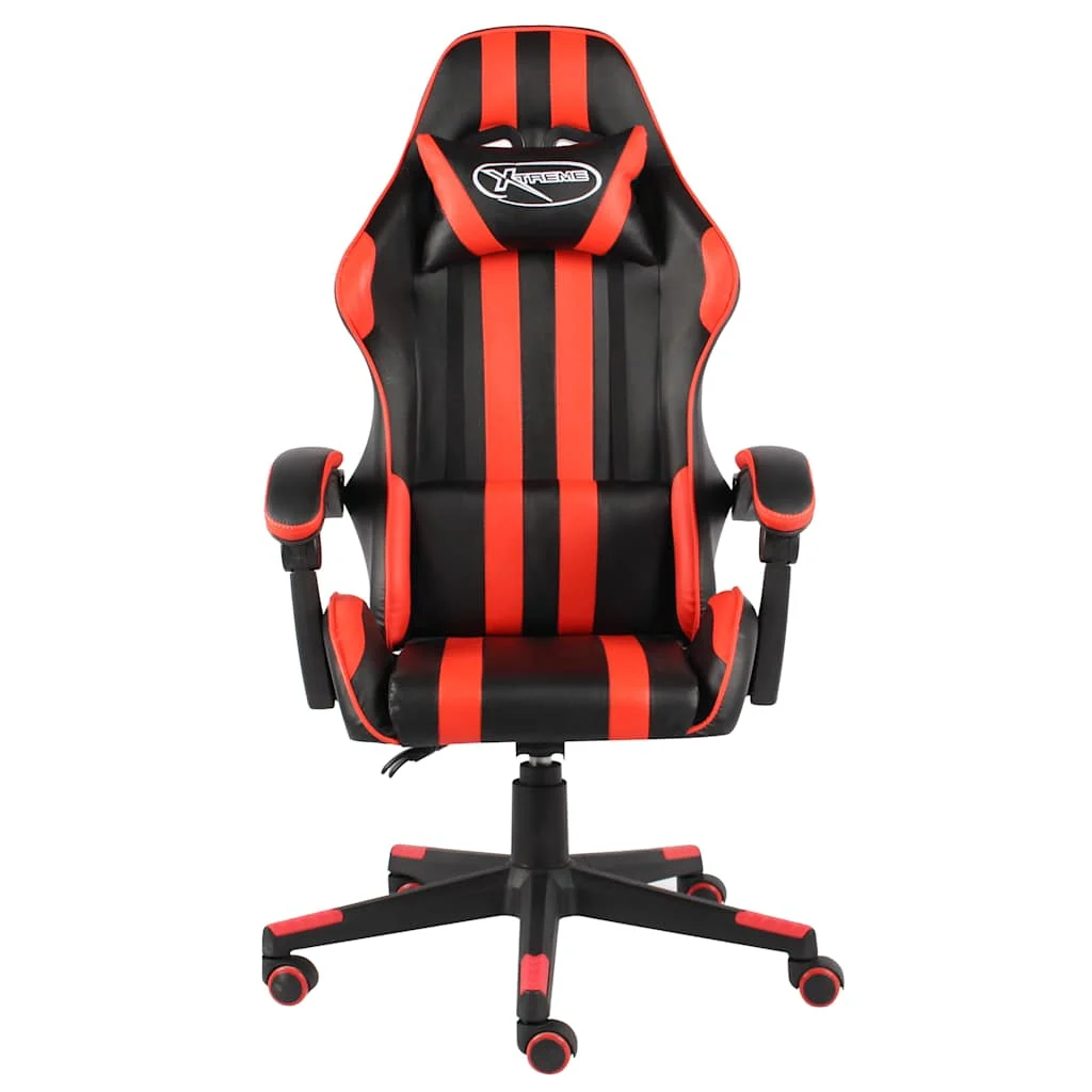 Fauteuil de jeux vidéo 62 x 69 x 130 cm rouge similicuir – vue de face