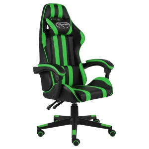Fauteuil de jeux vidéo 62 x 69 x 130 cm vert similicuir – vue d’ensemble