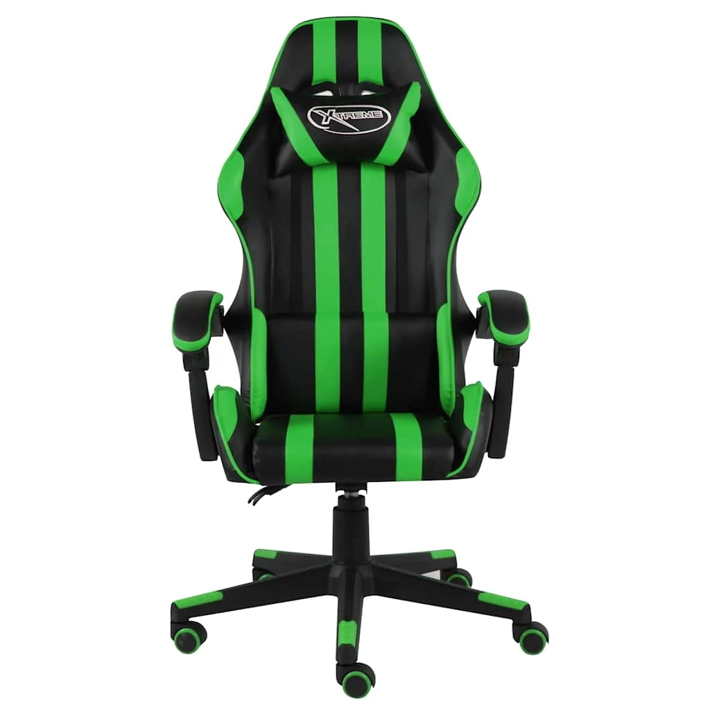 Fauteuil de jeux vidéo 62 x 69 x 130 cm vert similicuir – vue de face