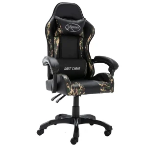 Fauteuil de jeux vidéo et camouflage 63 x 64 x 126 cm noir similicuir – vue d’ensemble