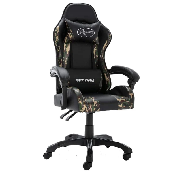 Fauteuil de jeux vidéo et camouflage 63 x 64 x 126 cm noir similicuir – vue d’ensemble