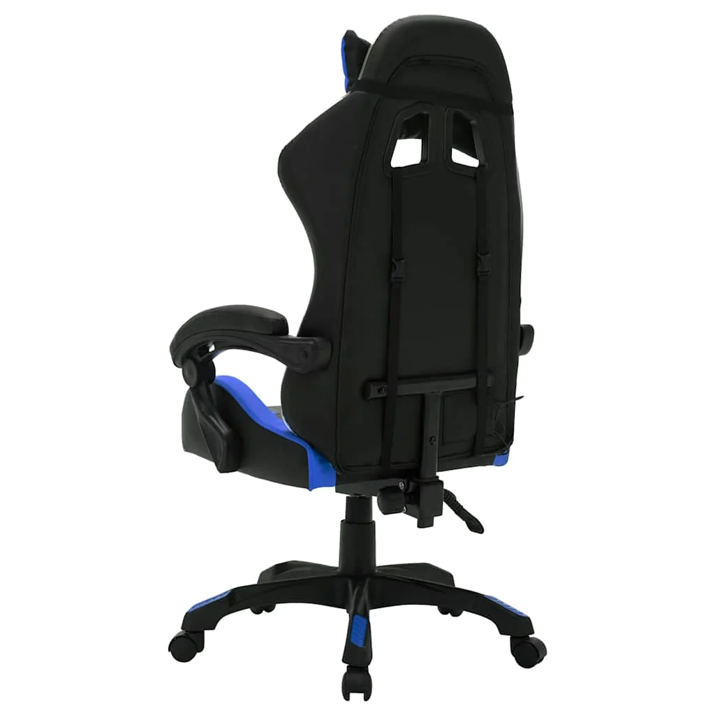 Fauteuil de jeux vidéo avec LED RVB 64 x 65 x 119 cm bleu et noir similicuir – vue en situation