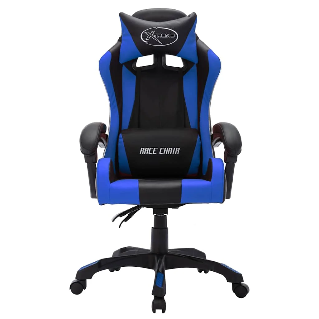 Fauteuil de jeux vidéo avec LED RVB 64 x 65 x 119 cm bleu et noir similicuir – vue de détail