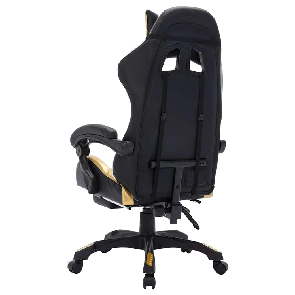 Fauteuil de jeux vidéo avec LED RVB 64 x 65 x 119 cm doré et noir similicuir – modèle 2 – vue en situation