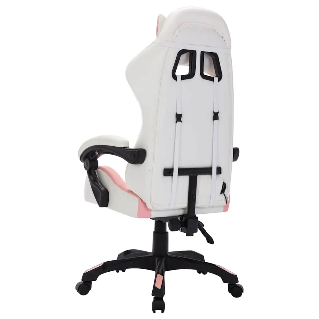 Fauteuil de jeux vidéo avec LED RVB 64 x 65 x 119 cm rose et noir similicuir – vue en situation