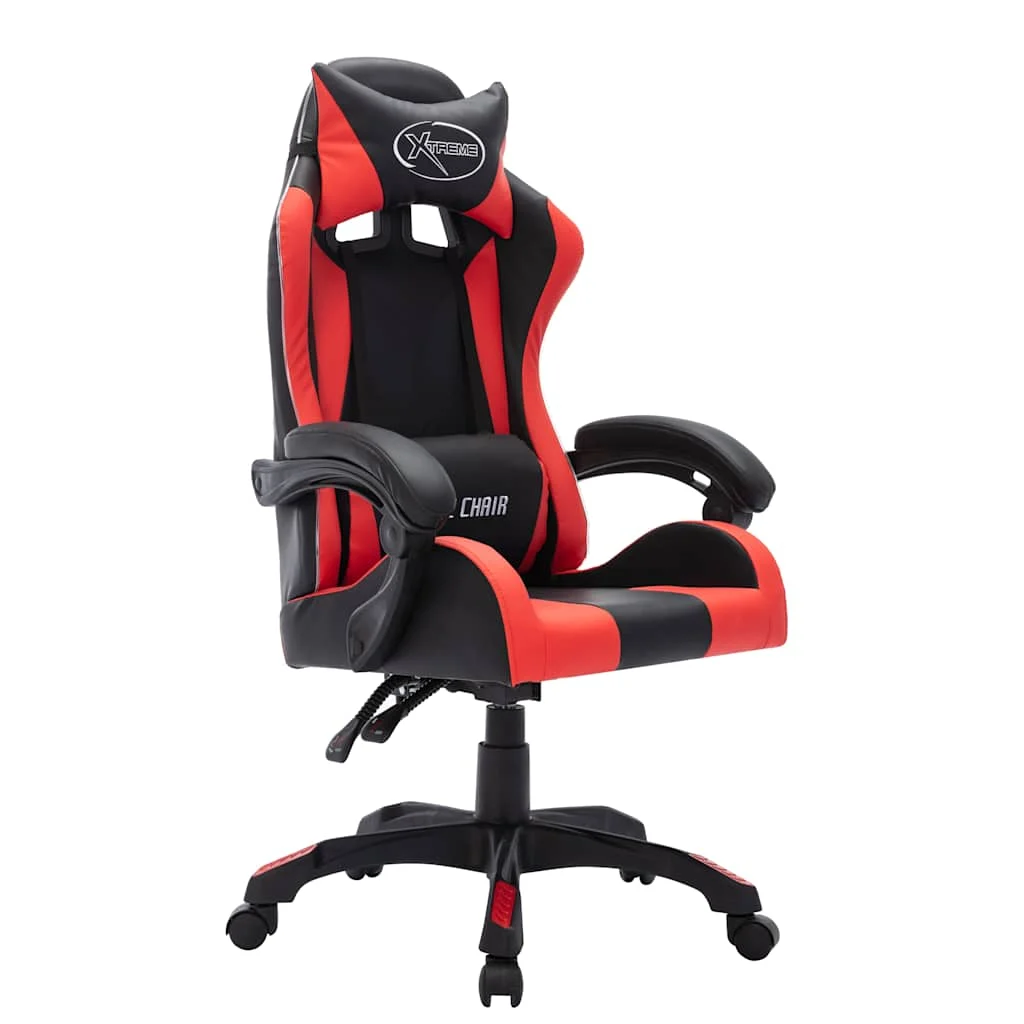 Fauteuil de jeux vidéo avec LED RVB 64 x 65 x 119 cm rouge et noir similicuir – vue de côté