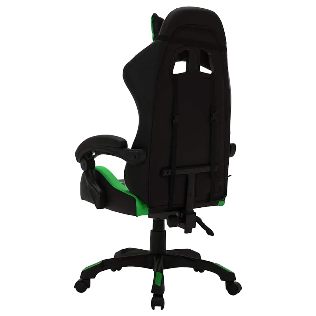 Fauteuil de jeux vidéo avec LED RVB 64 x 65 x 119 cm vert et noir similicuir – vue en situation