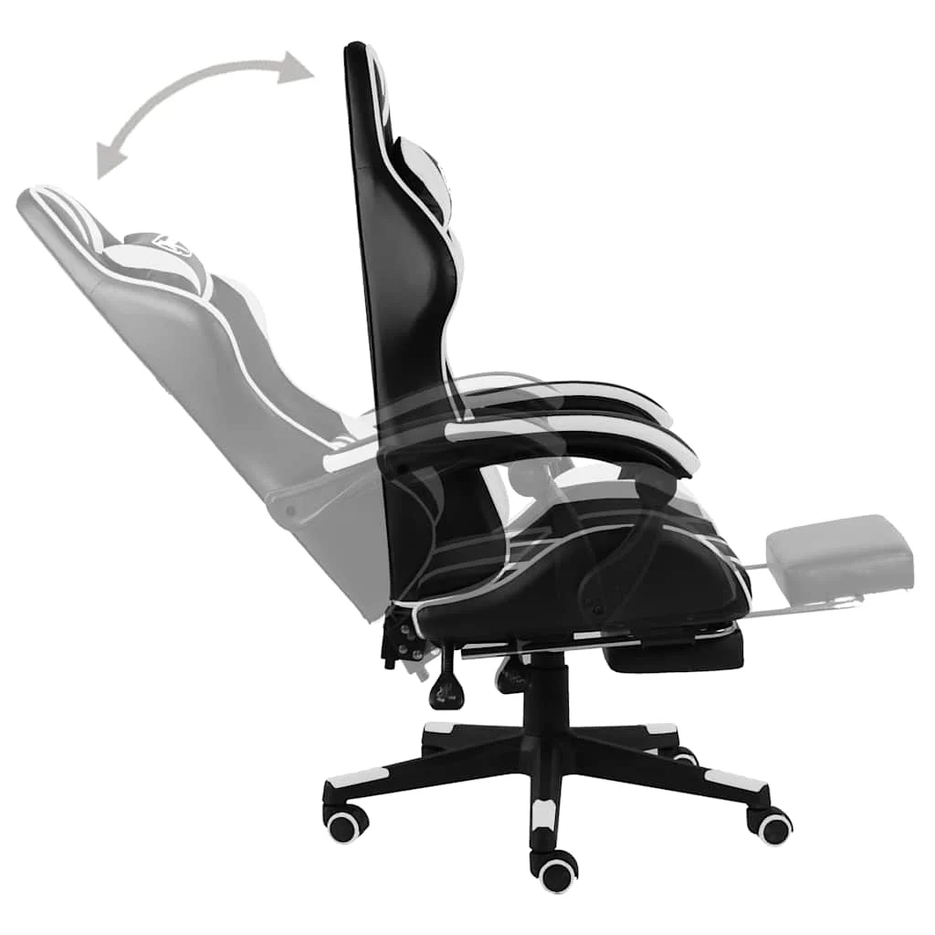 Fauteuil de jeux vidéo et repose-pied 62 x 69 x 130 cm blanc similicuir – vue en situation